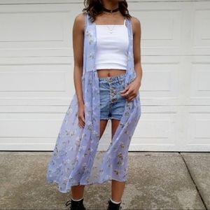 Lauren Conrad Floral Sheer Vest Boho Duster